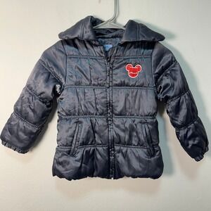 Disney Baby Minnie Mouse Puffer Jacket Girls Size 3A Gray‎ Padded Winter Coat